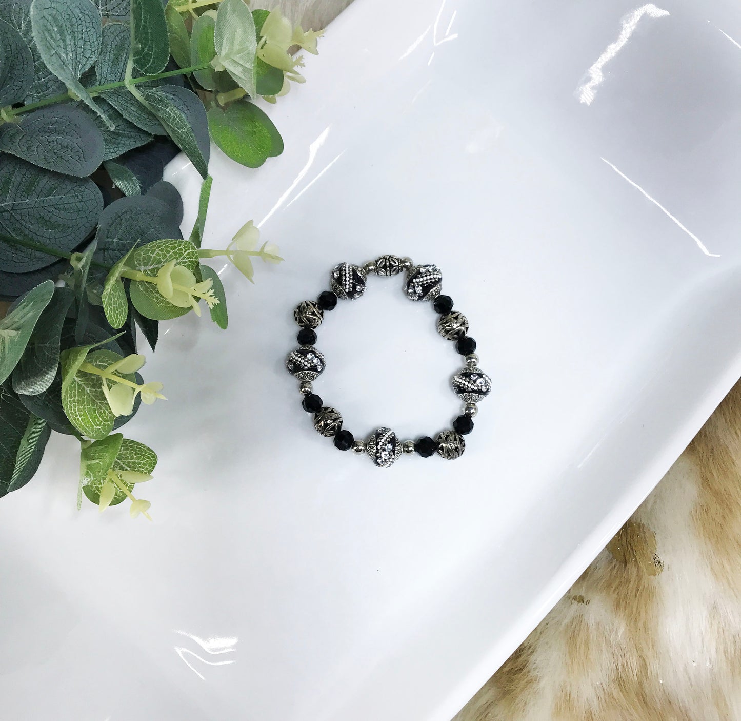 Glass Bead Stretchy Bracelet - B1250