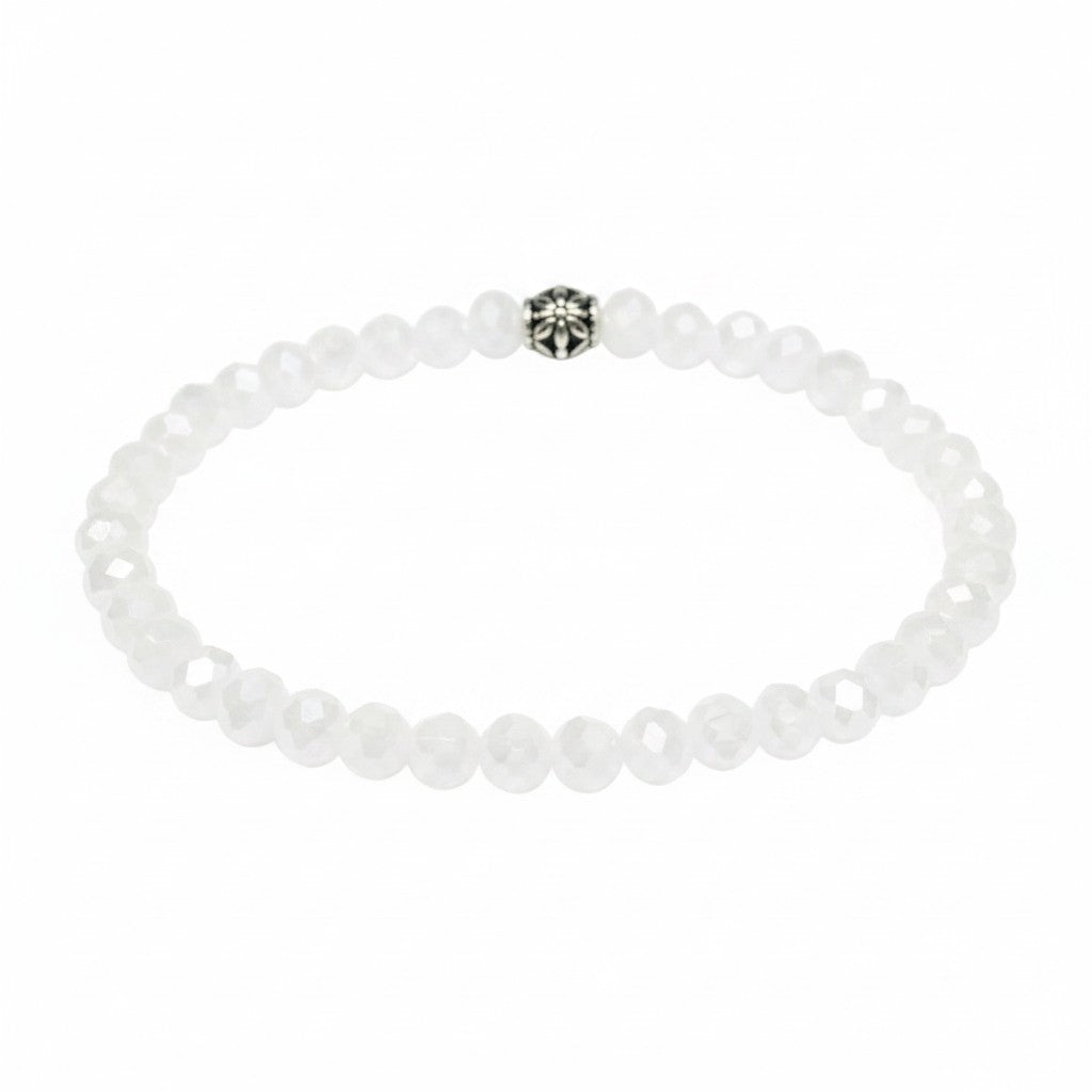 White Faceted Glass Bracelet