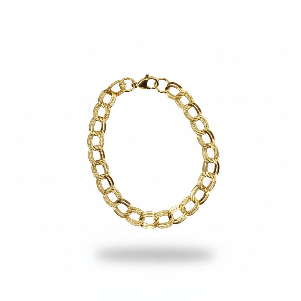 Textured Double Link Chain Bracelet