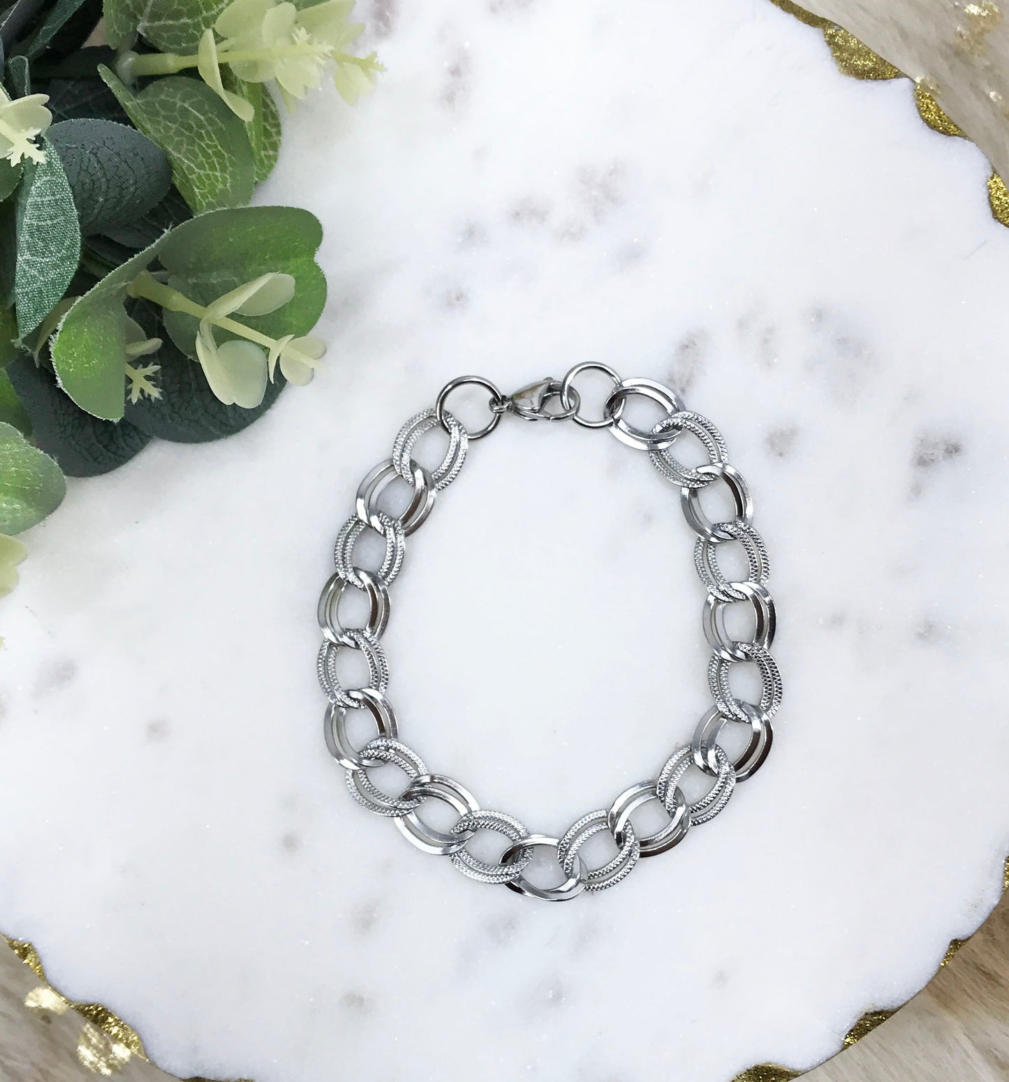 Stainless Steel Double Link Chain Bracelet - B1421