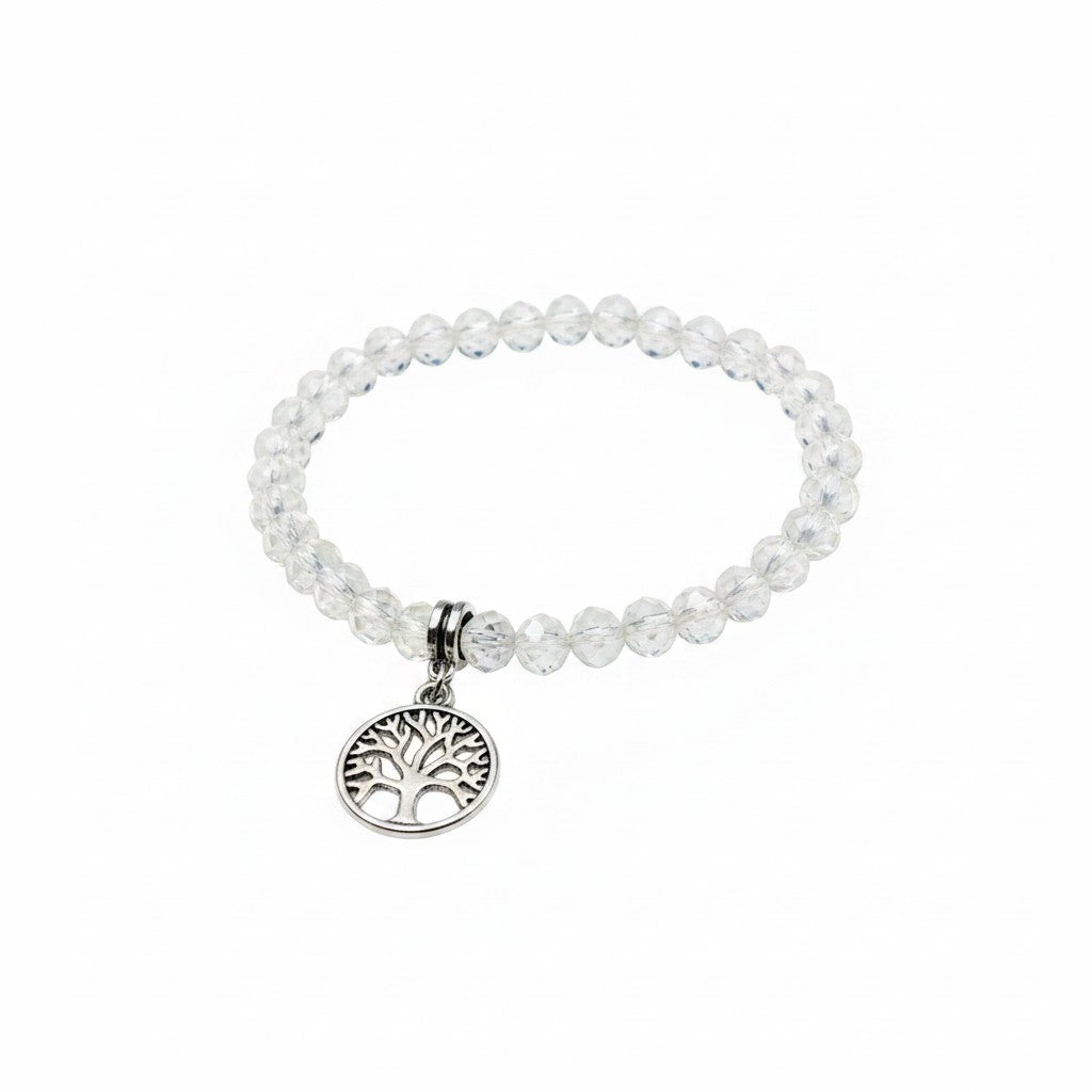 Silver Fleck Tree of Life Stretch Bracelet