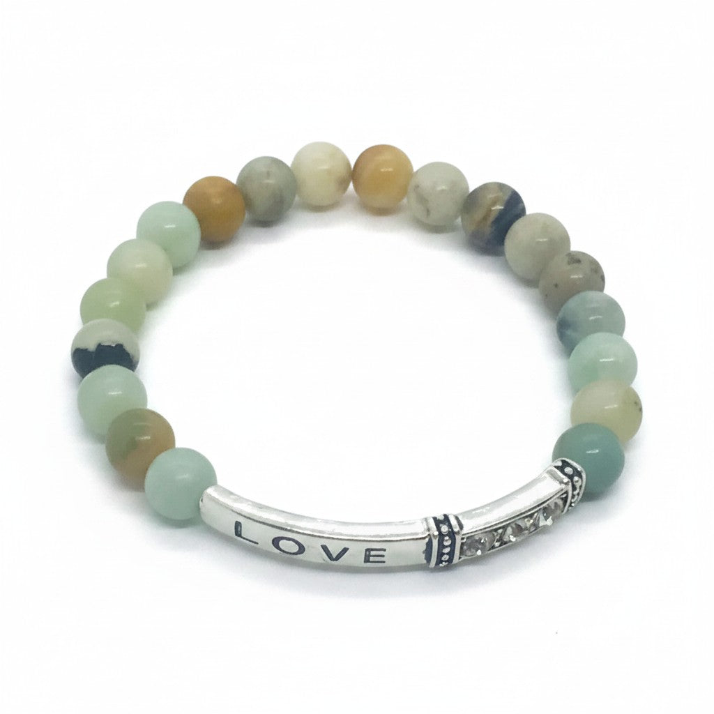 Amazonite Love Natural Gemstone Stretch Bracelet