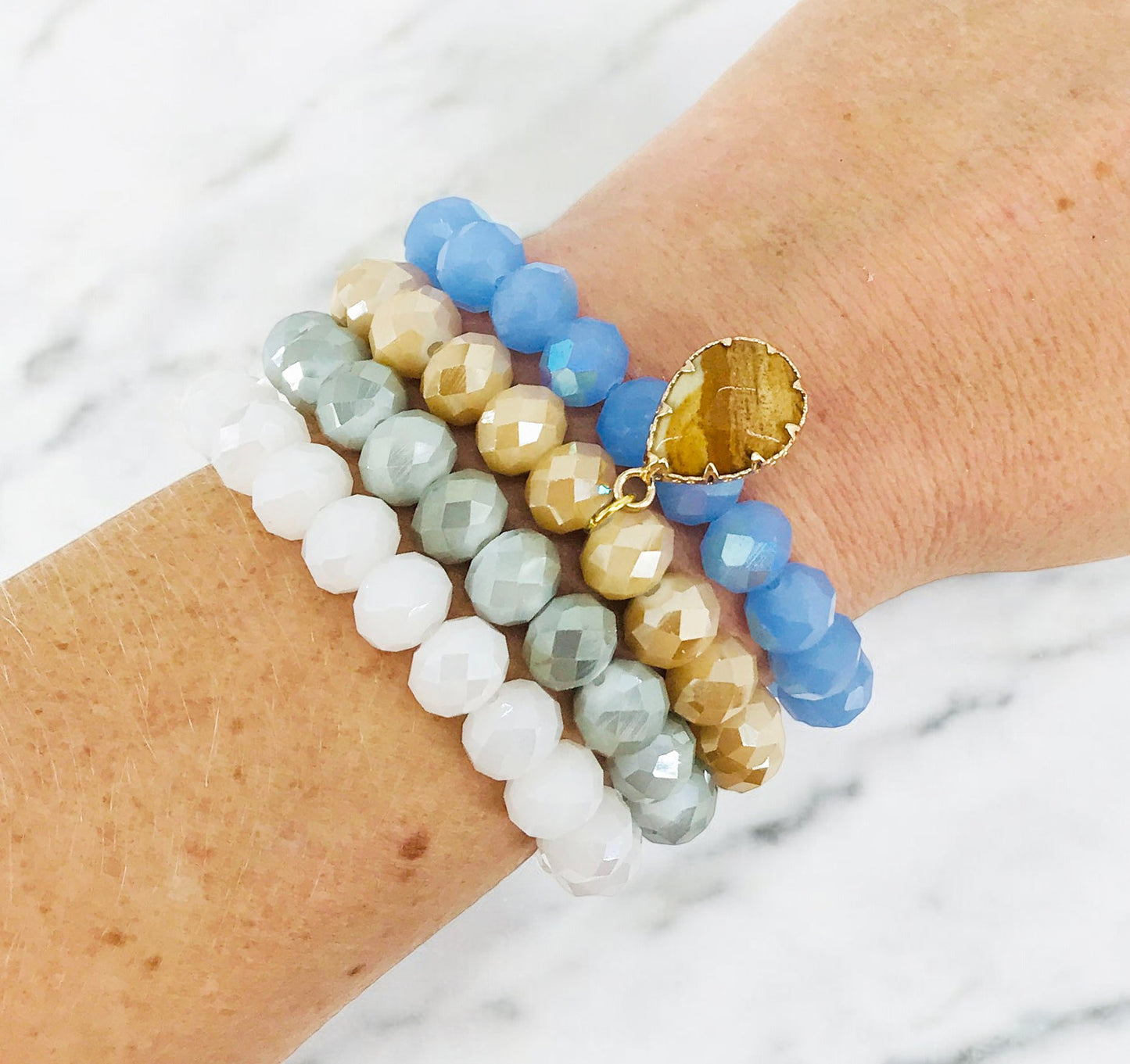 Seaside Pastel Charm Stack Bracelet Set