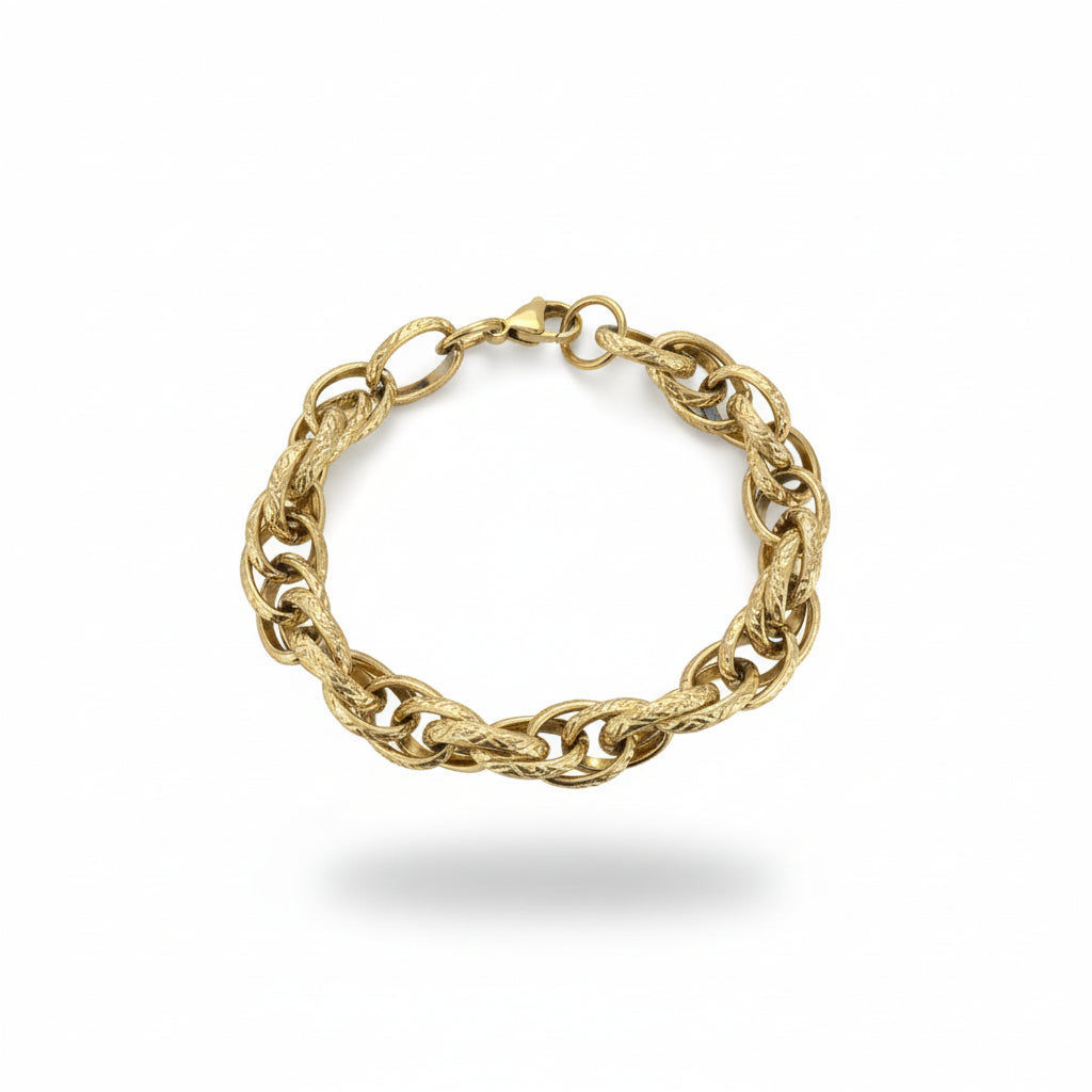 Gold Twisted Rope Link Chain Bracelet