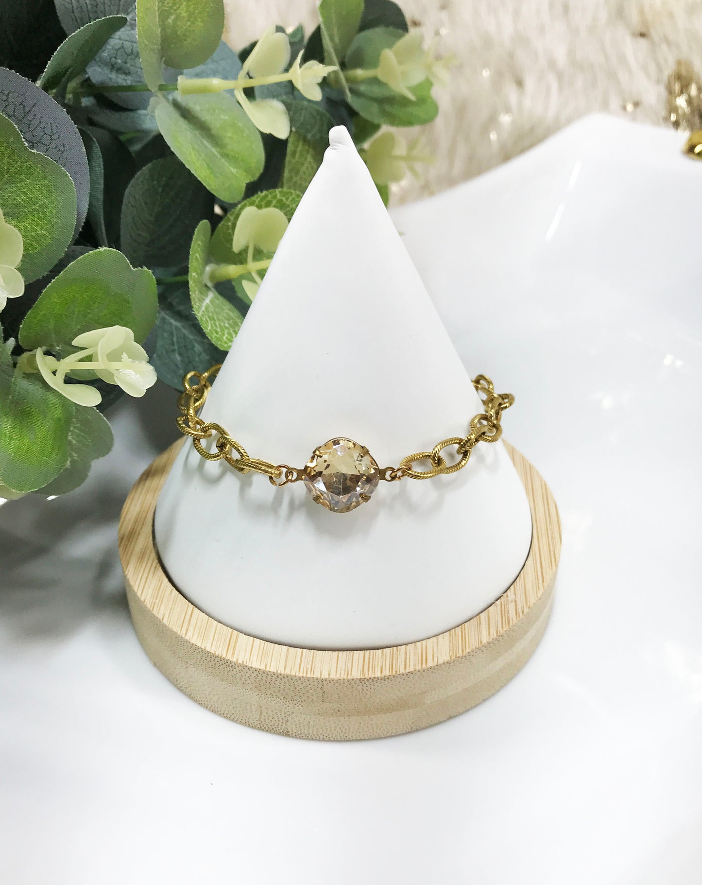 Crystal & Textured Chain Bracelet - B1816