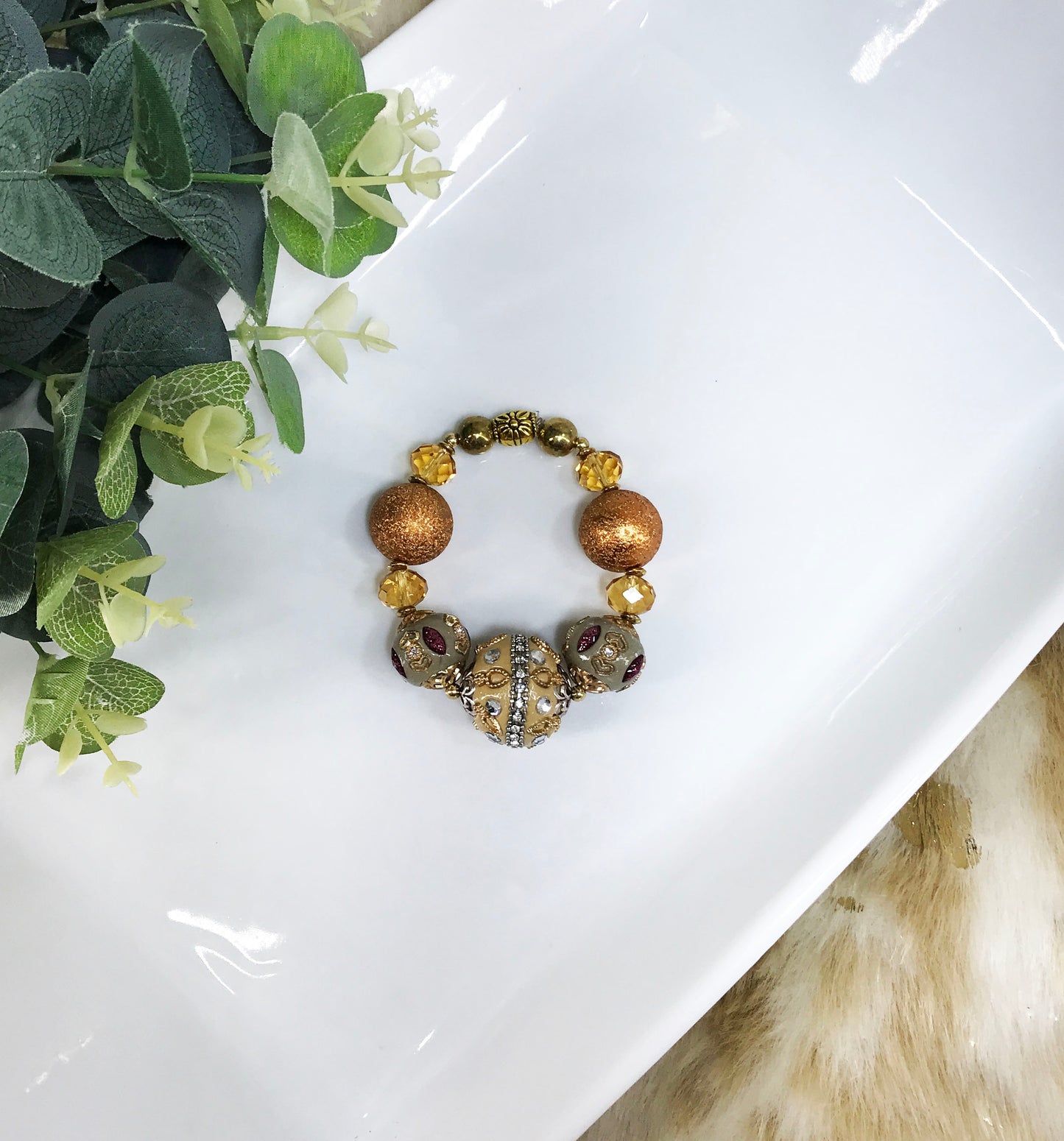 Glass Bead Stretchy Bracelet - B1955