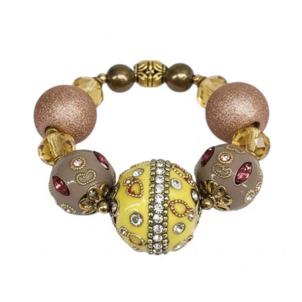 Big & Bold Citrine Blush Glass Bead Stretch Bracelet