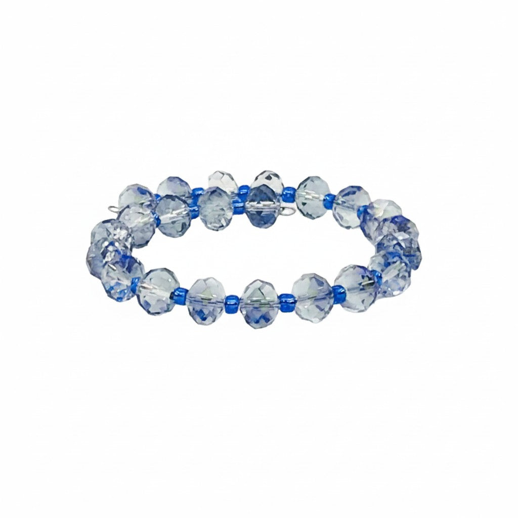 Blue Gray Glass Wrap Bracelet