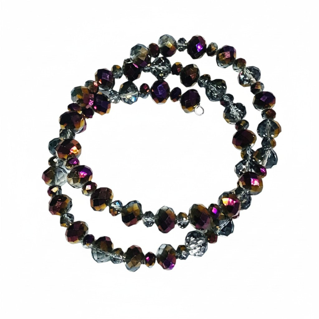 Smoky Plum Glass Wrap Bracelet