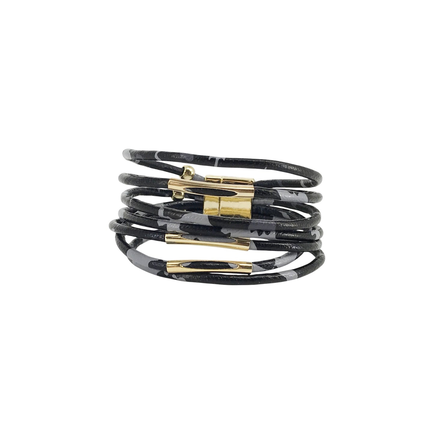 Black Gray Leopard Cuff Bracelet