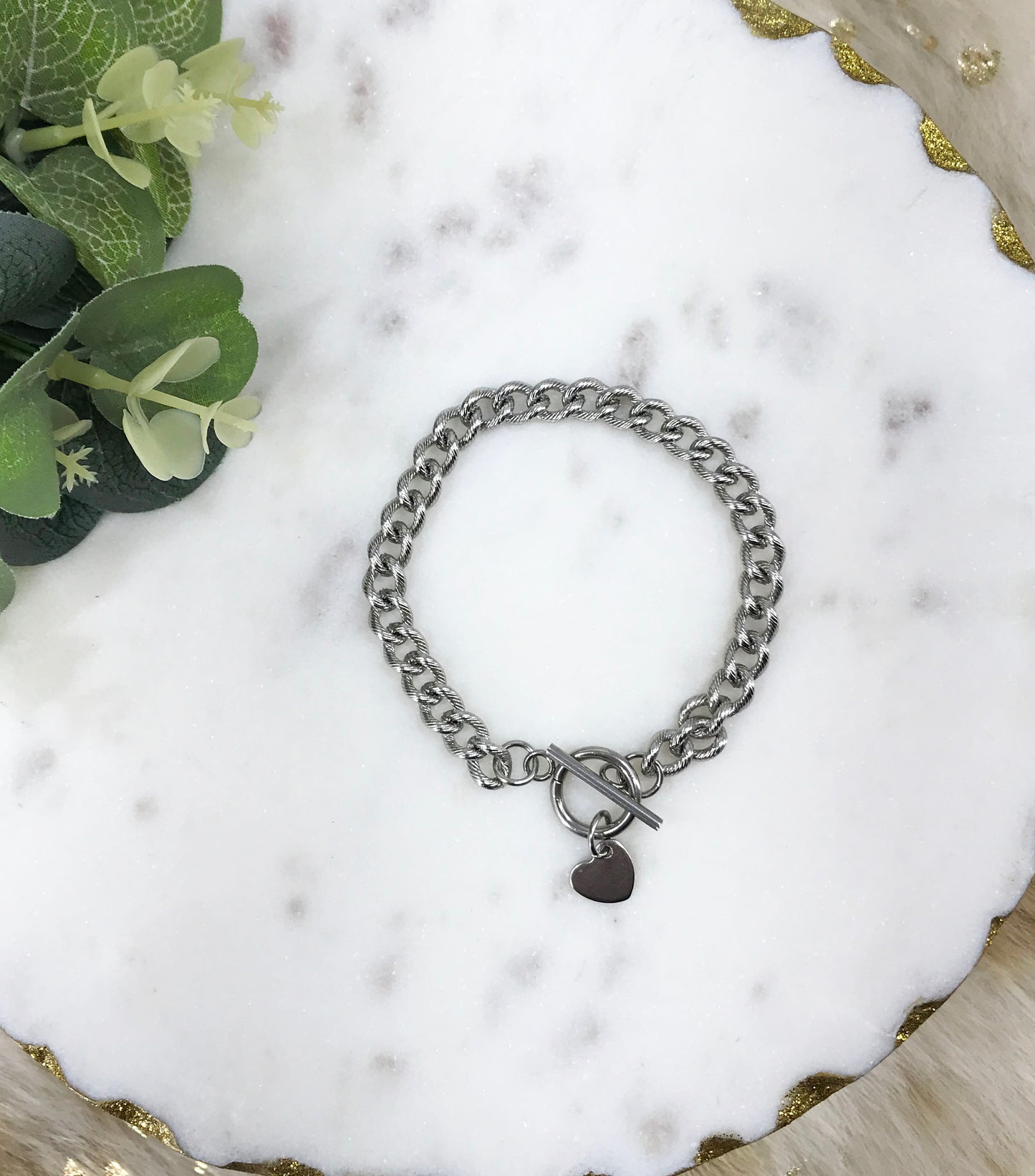 Stainless Steel Curb Chain Bracelet - B2114