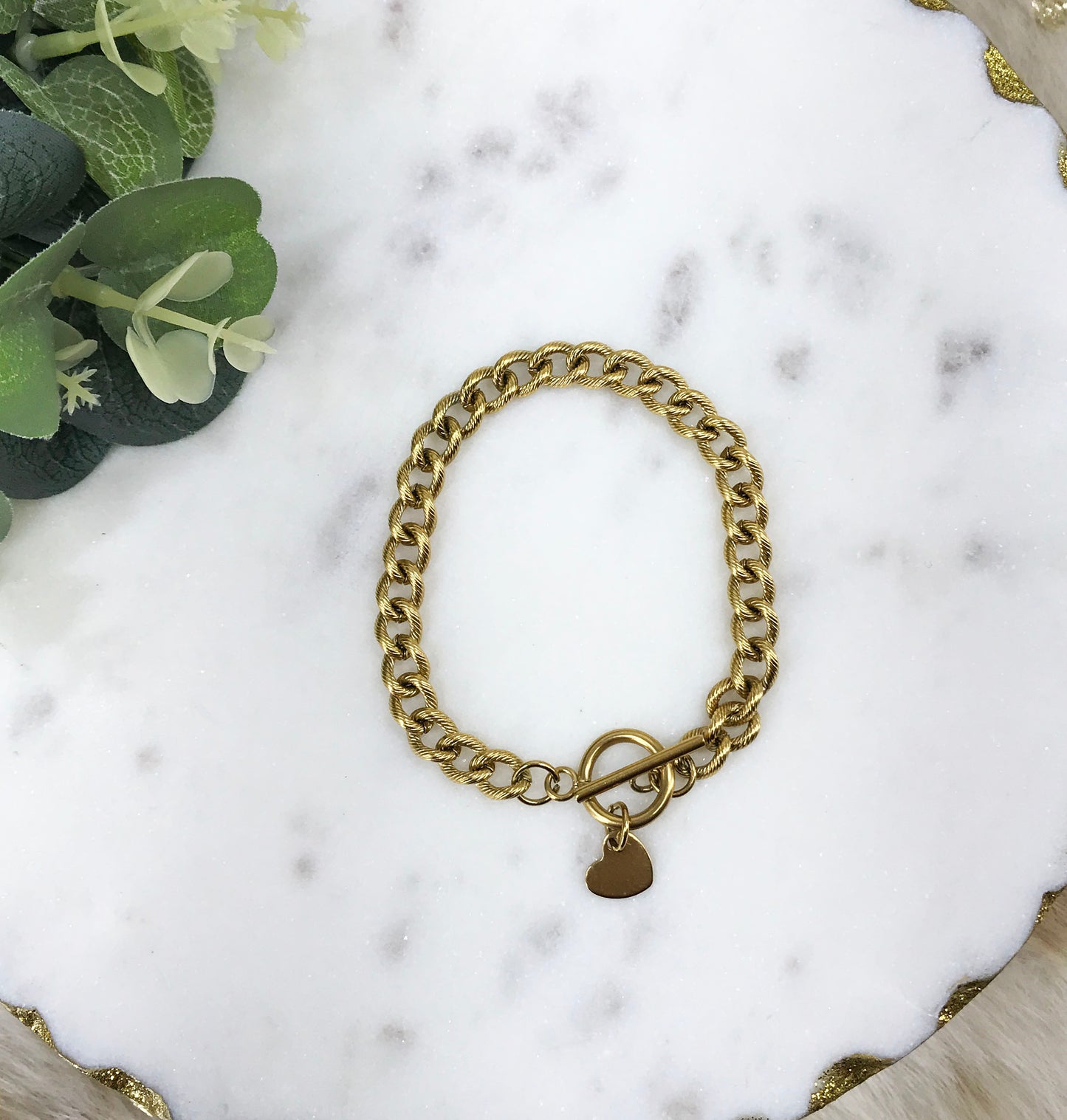 Stainless Steel Curb Chain Bracelet - B2115