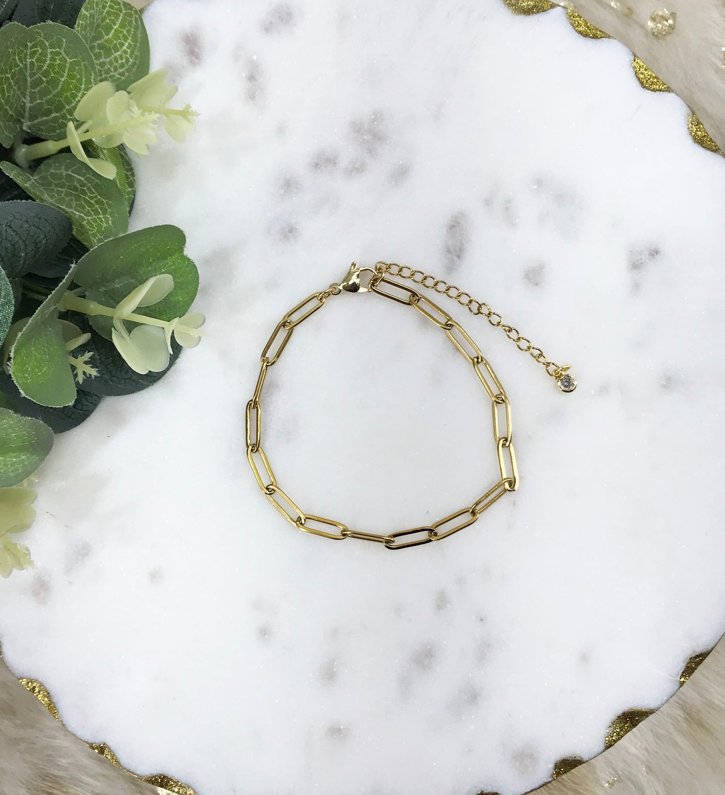 Stainless Steel Paperclip Chain Bracelet - B2156