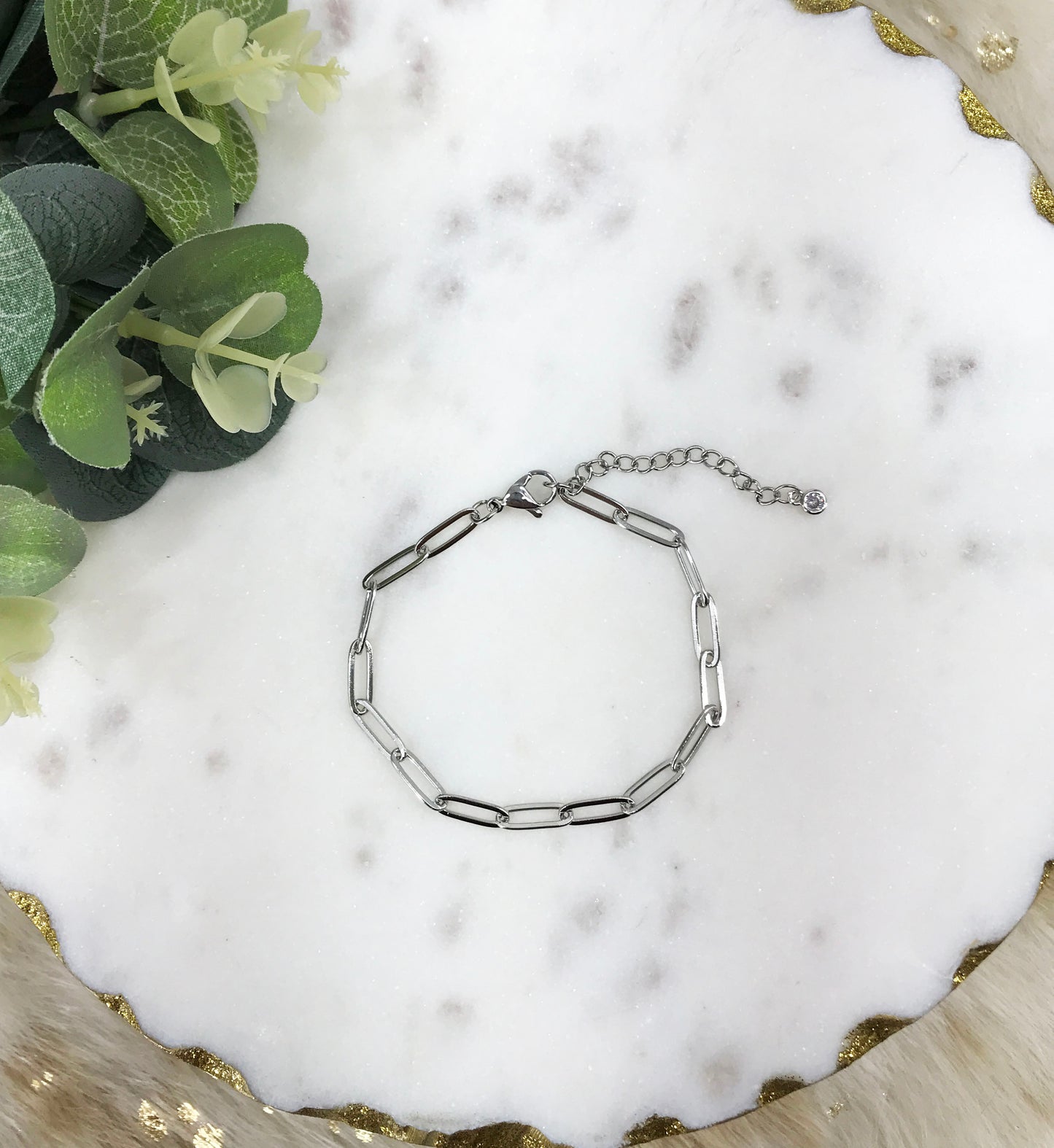 Stainless Steel Paperclip Chain Bracelet - B2157