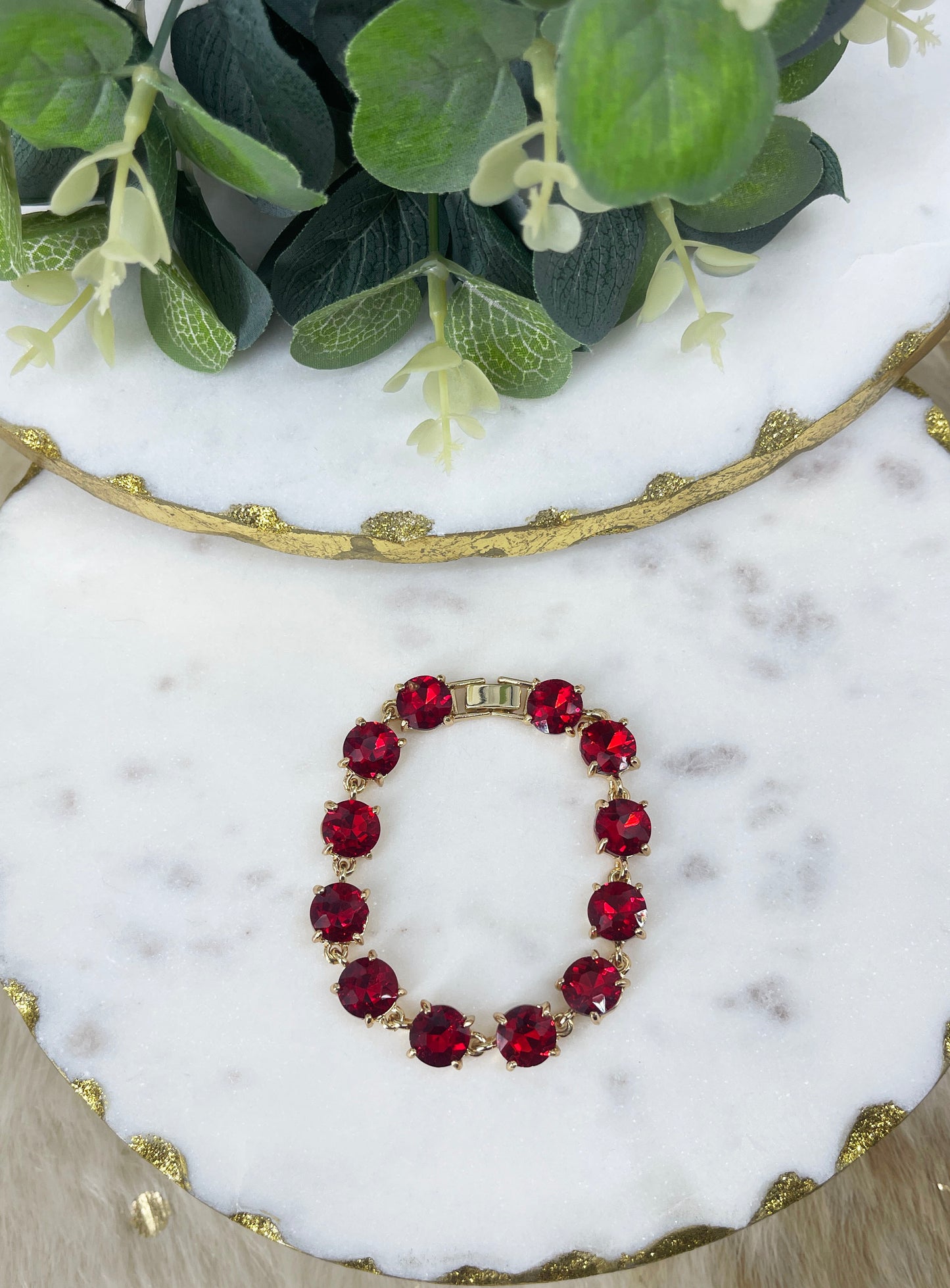 Ruby Shine Rhinestone Clasp Bracelet