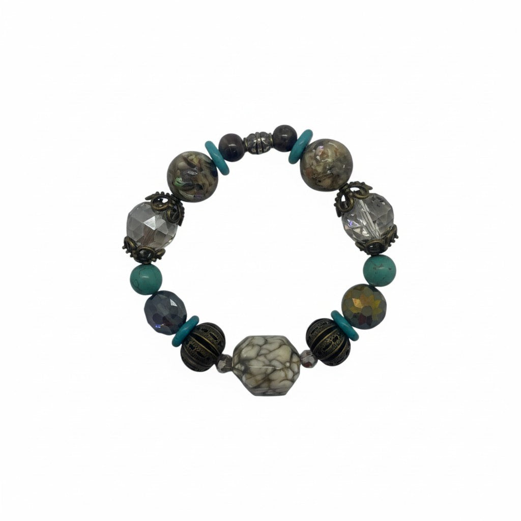 Big & Bold Canyon Turquoise Glass Bead Stretch Bracelet
