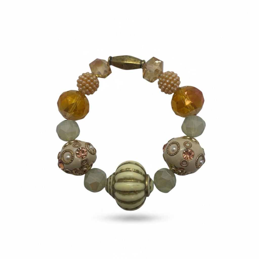 Big & Bold Champagne Glow Glass Bead Stretch Bracelet