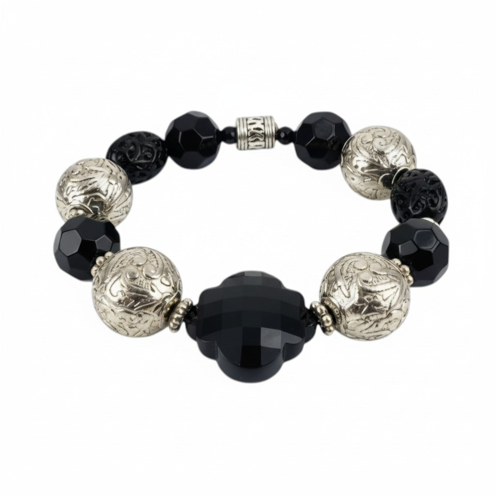 Big & Bold Midnight Silver Statement Stretch Bracelet