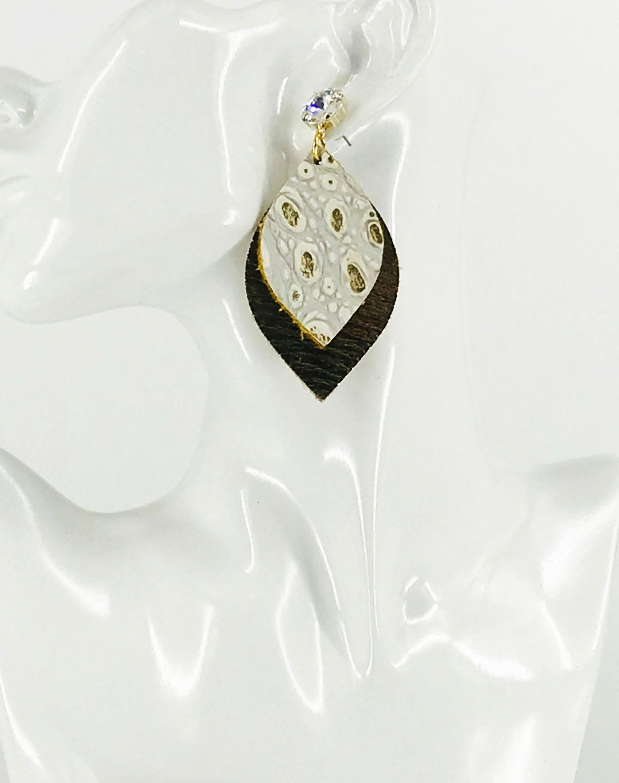 Crystal and Genuine Leather Stud Earrings - E19-2661