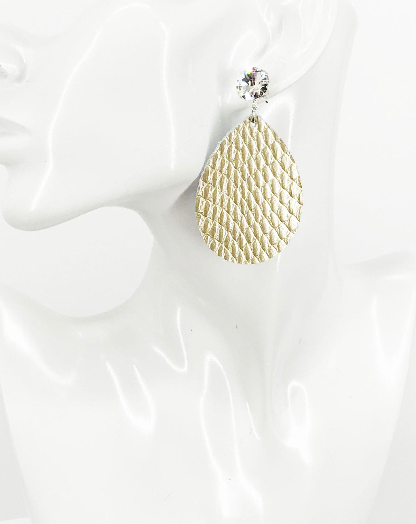 Crystal and Genuine Leather Stud Earrings - E19-3515