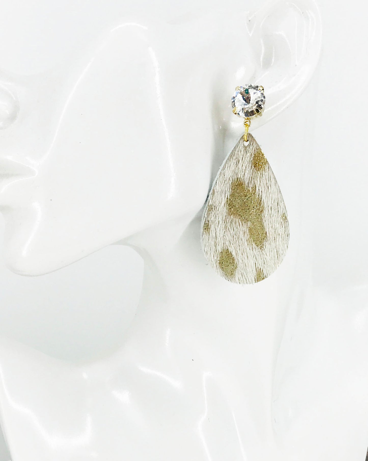 Crystal and Hair On Leather Earrings - E19-3686