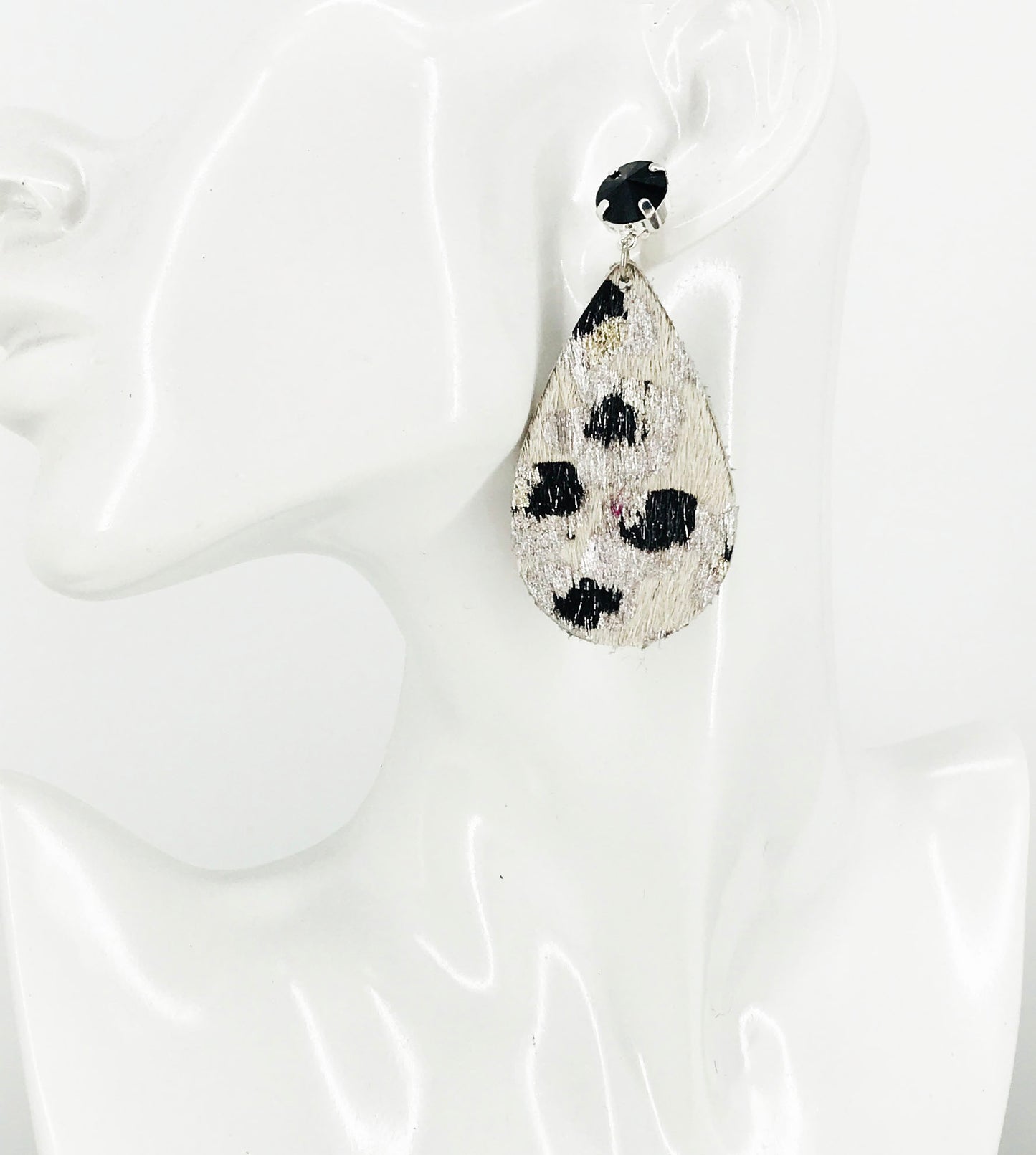 Crystal and Hair on Leather Earrings - E19-3687