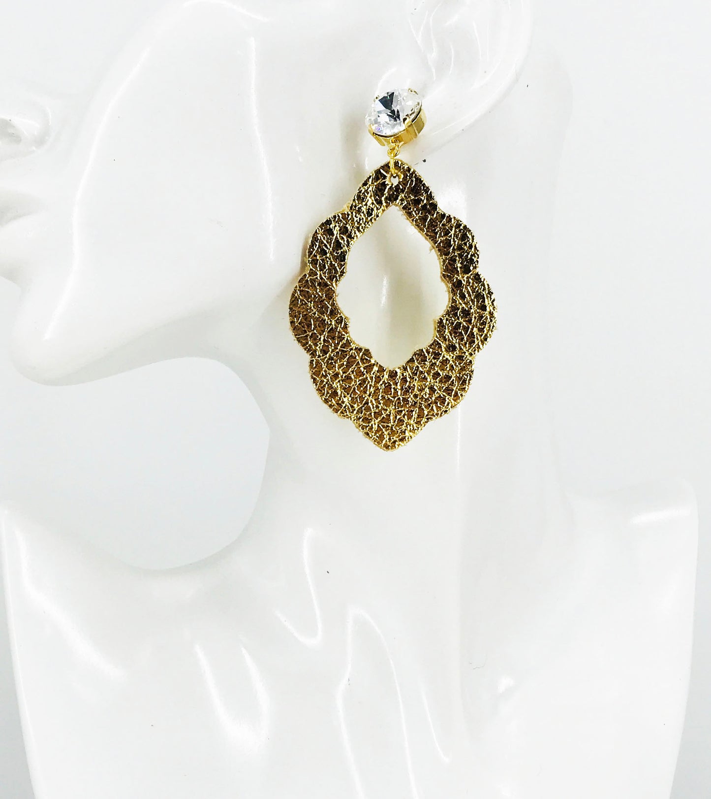 Crystal and Gold Leather Earrings - E19-3764