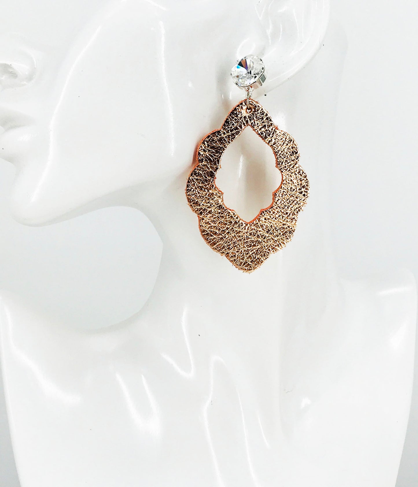 Crystal and Rose Gold Leather Earrings - E19-3767