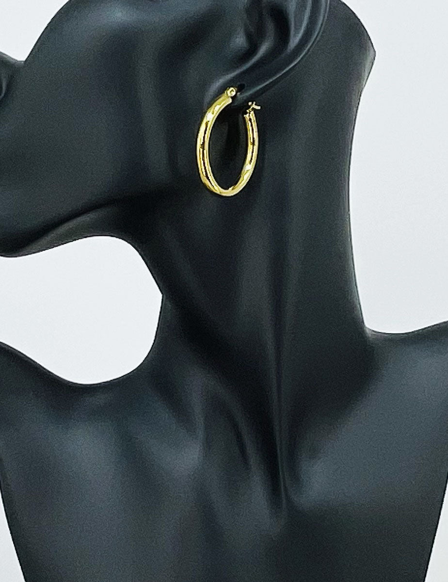 Thick Oval Hoop Earrings