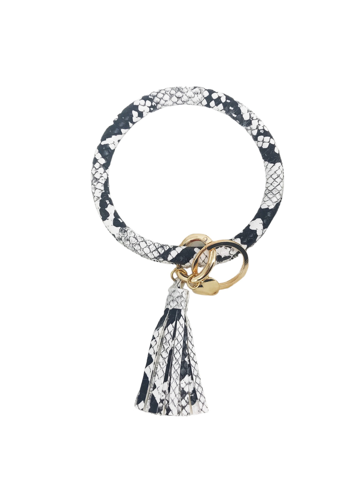 Black and White Snakeskin Bangle Keychain