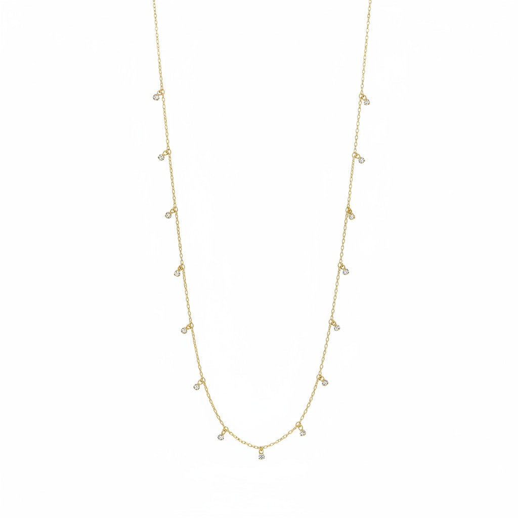 Pearl & Crystal Station Chain Necklace