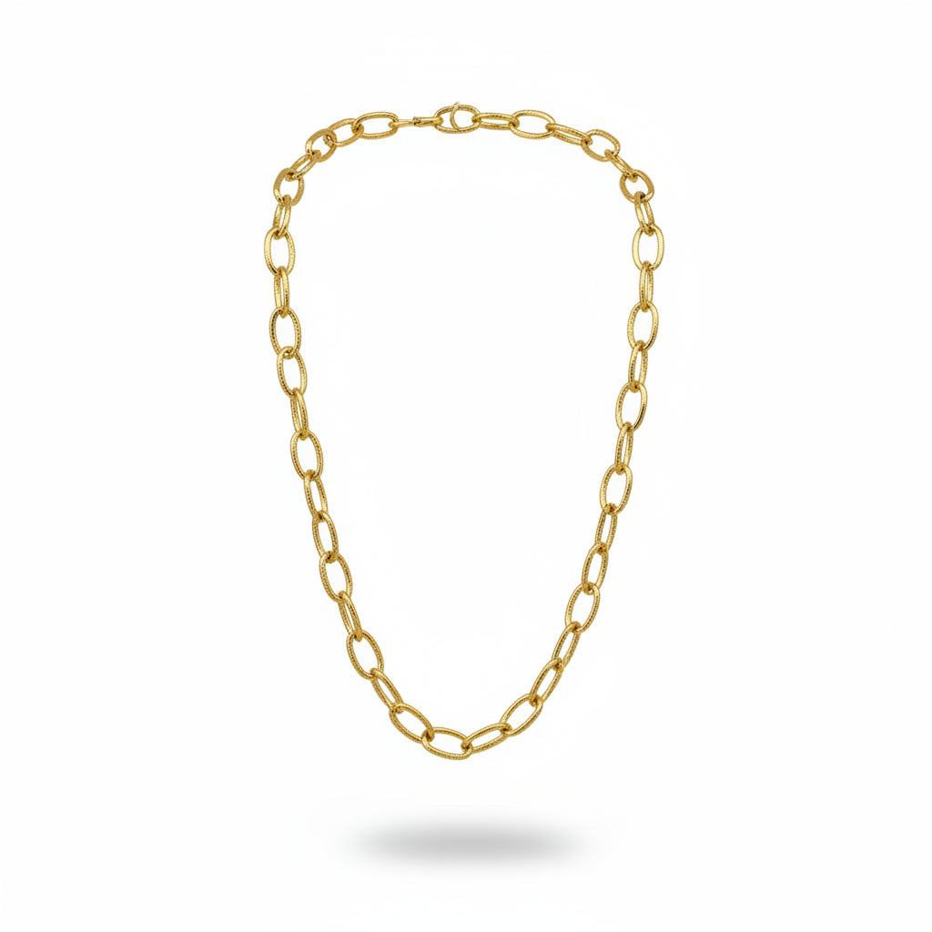 Textured Rolo Link Chain Necklace