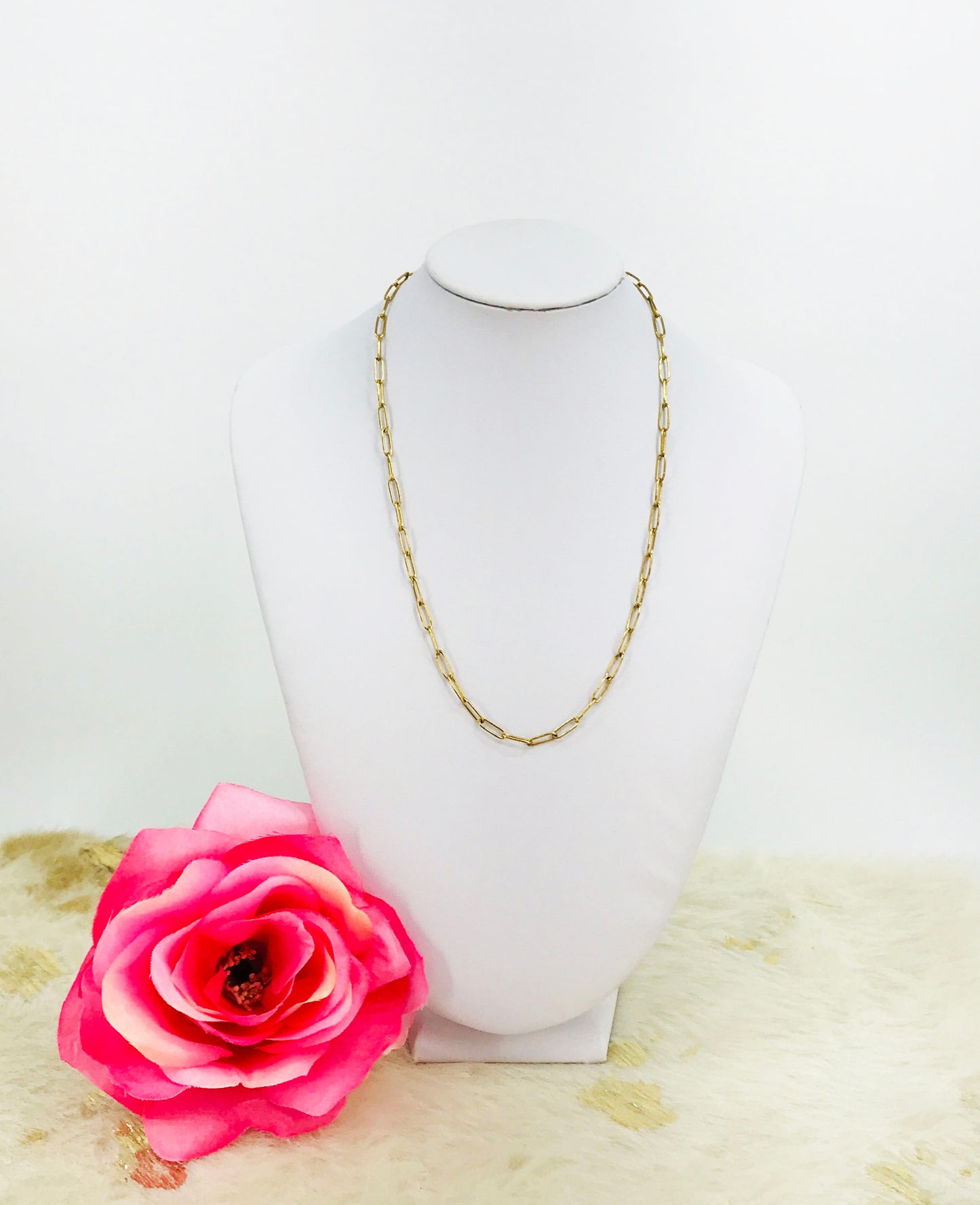 Stainless Steel Smooth Paperclip Chain Necklace - N768