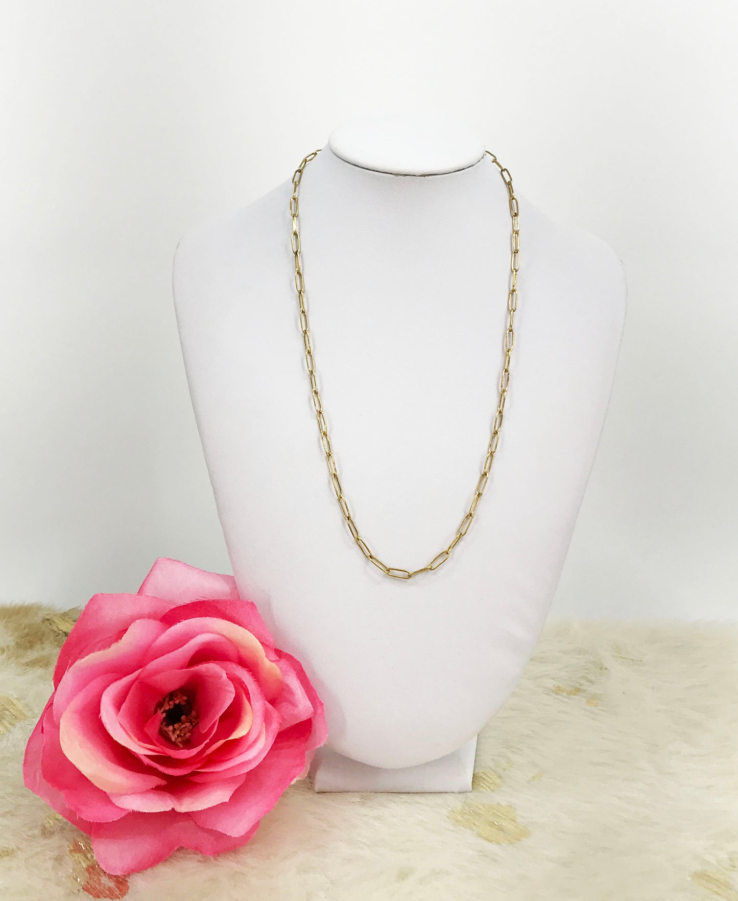 Stainless Steel Smooth Paperclip Chain Necklace - N769