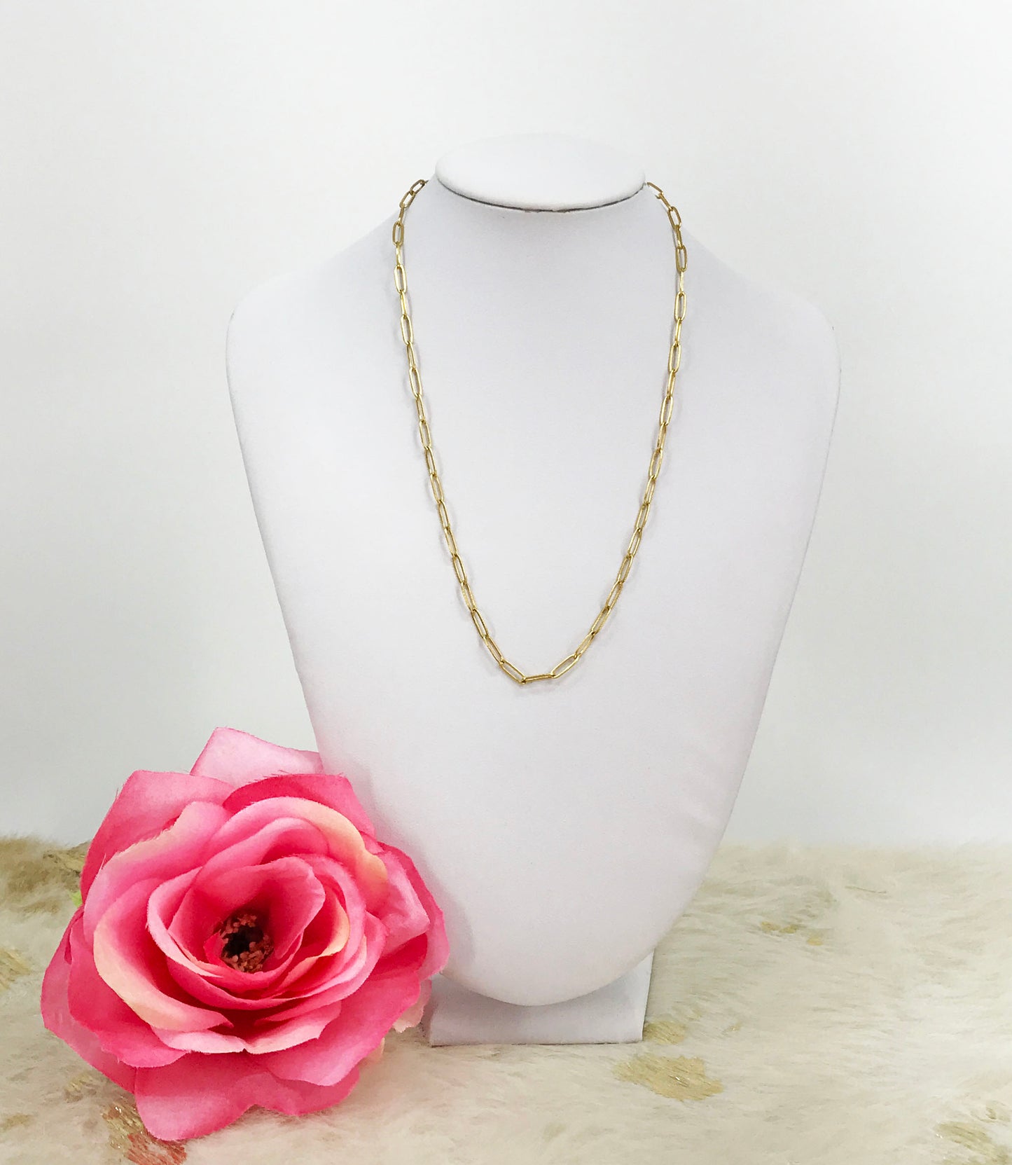 Stainless Steel Smooth Paperclip Chain Necklace - N773