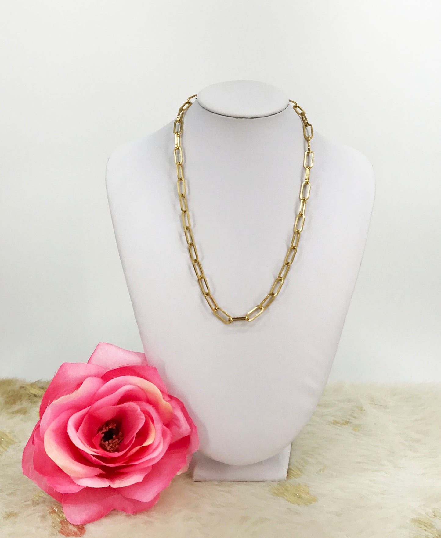 Stainless Steel Large Paperclip Chain Necklace - N775