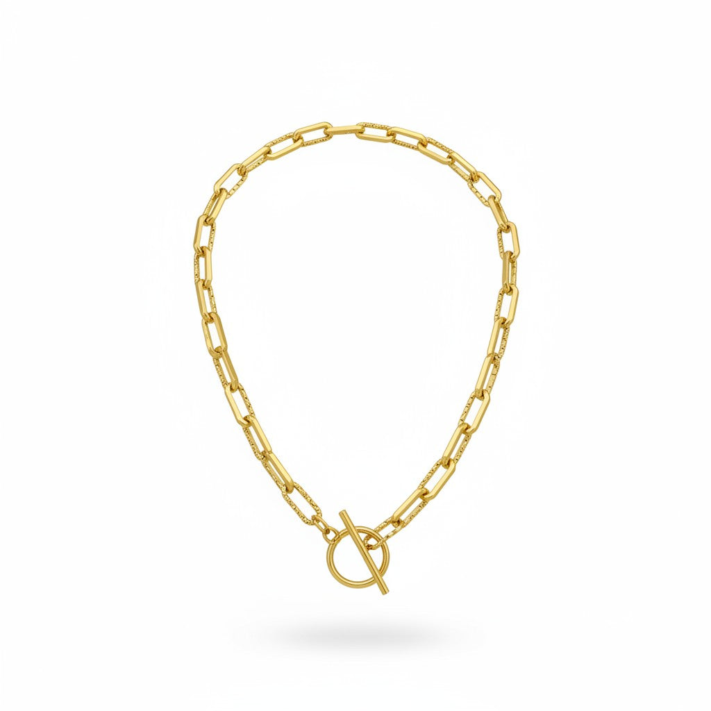 Textured Gold Paperclip Chain Necklace