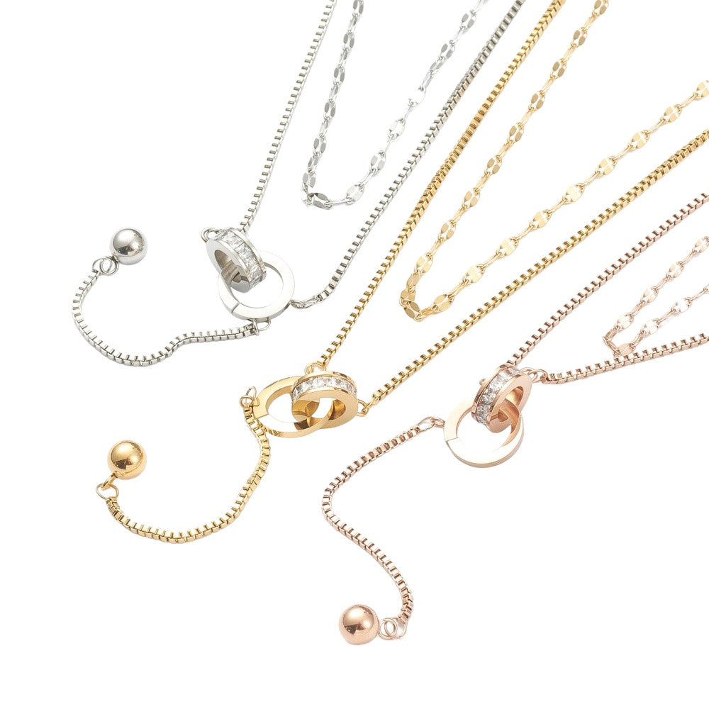 Layered Crystal Pendant Necklace