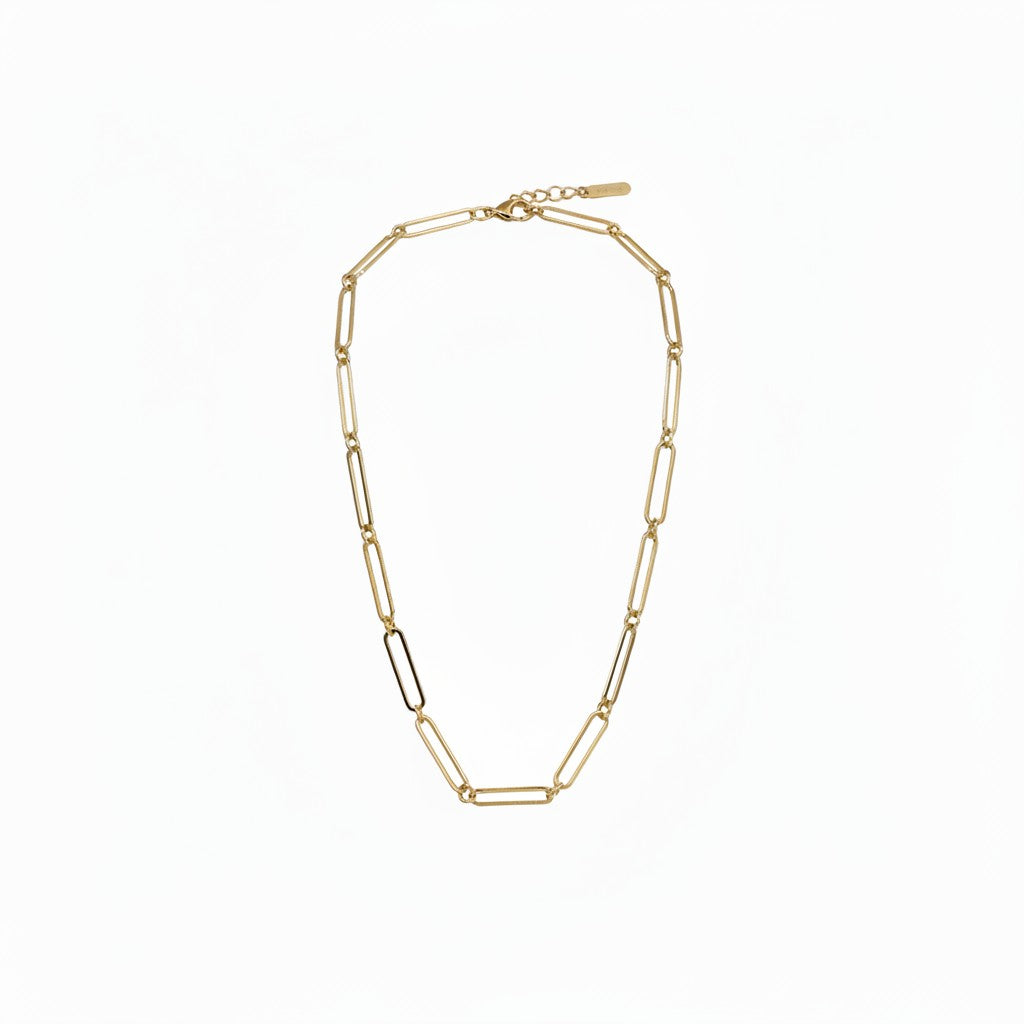 Gold Smooth Paperclip Chain Necklace