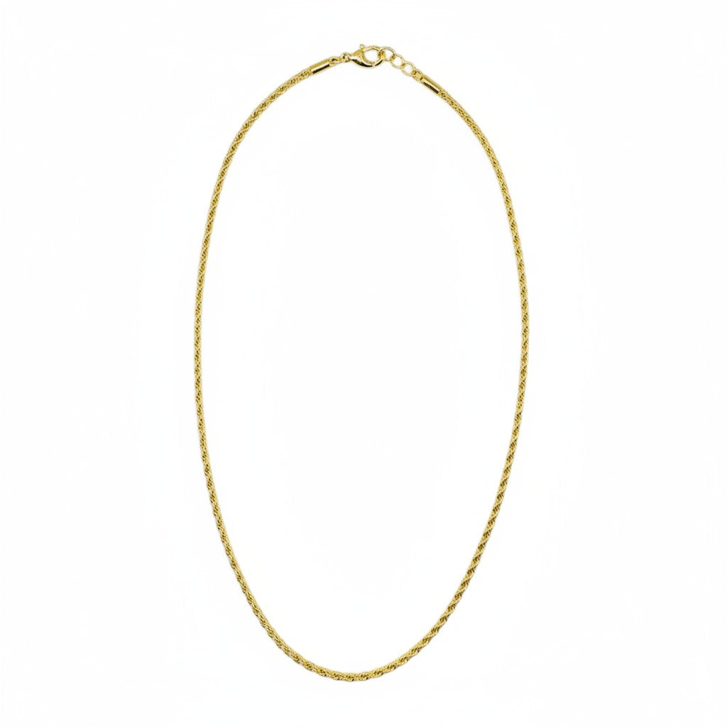 Gold Tone Twisted Rope Chain Necklace