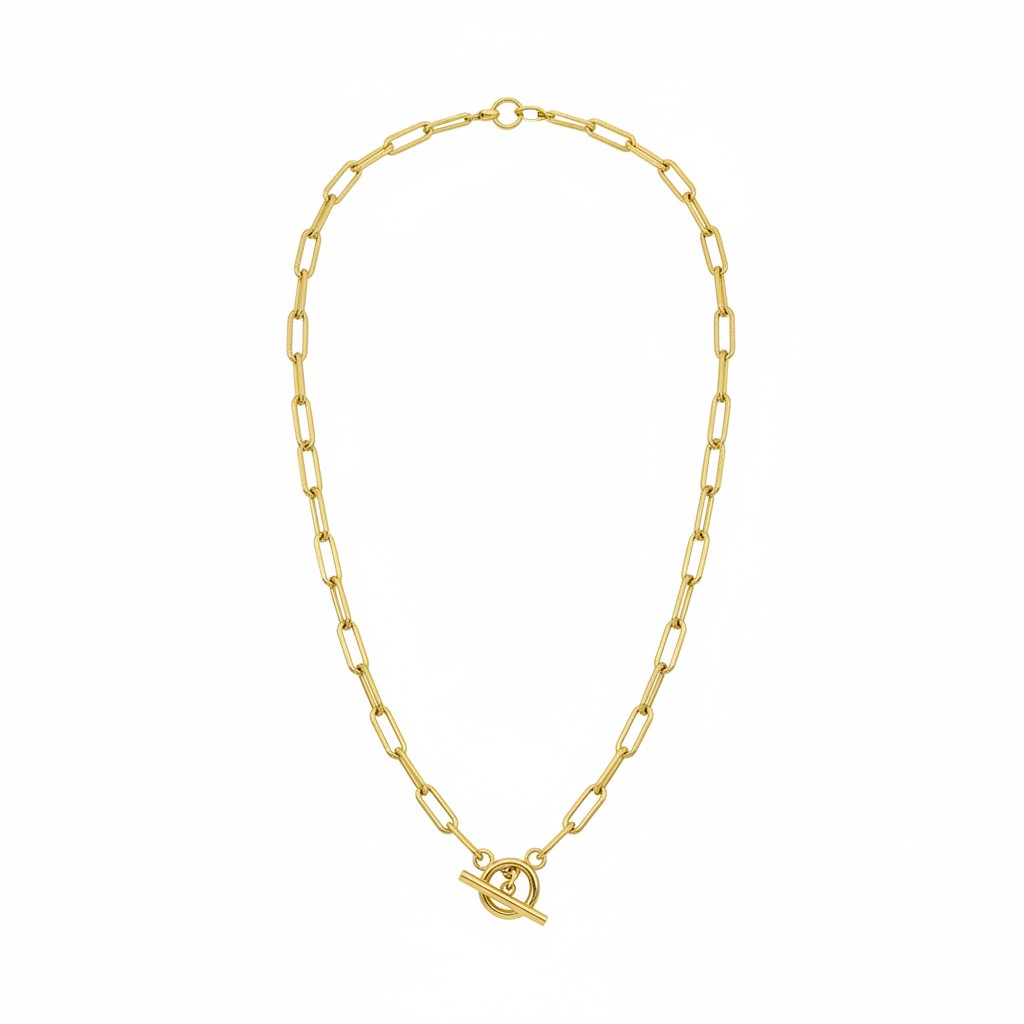 Textured Gold Paperclip Chain Necklace