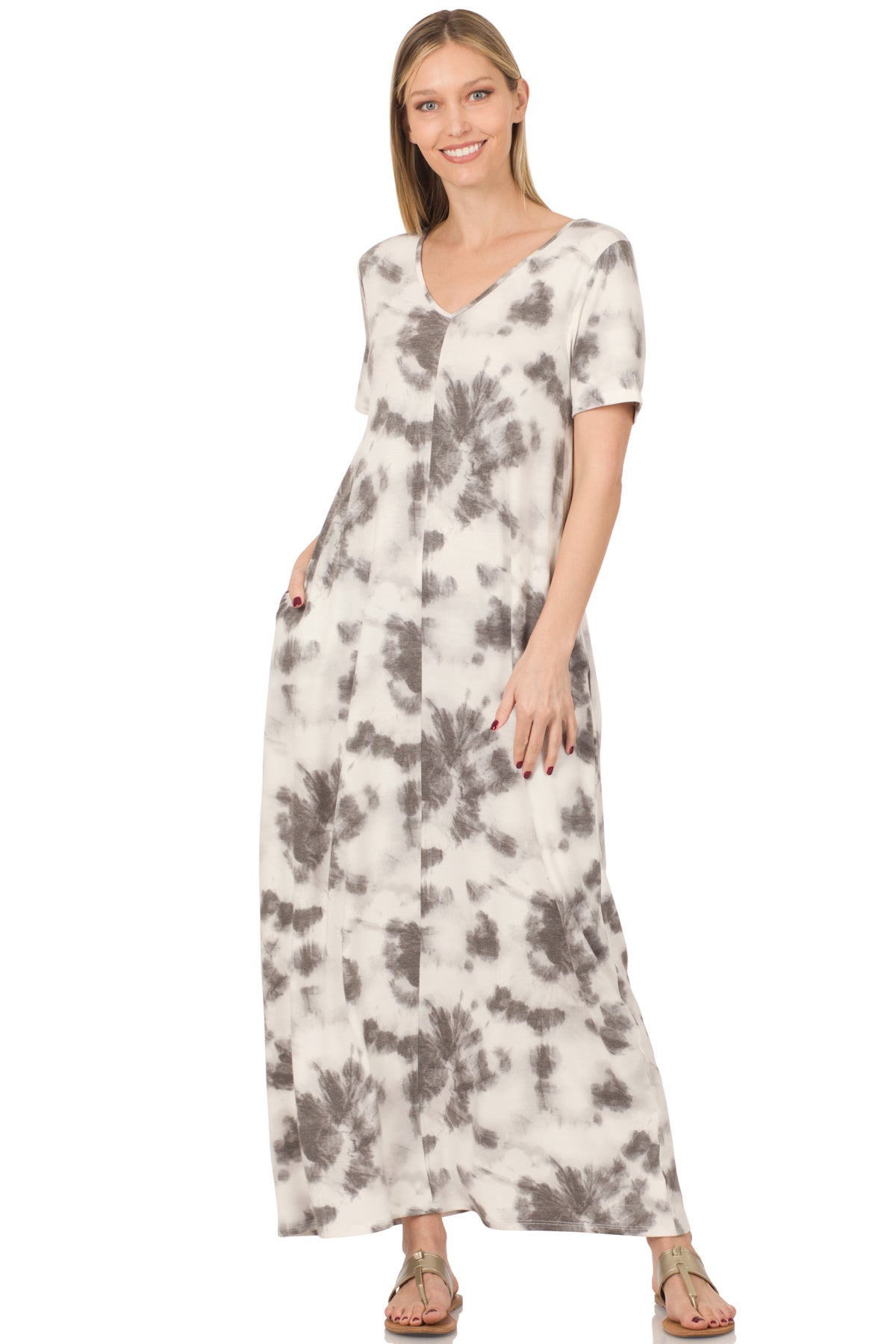 Grey Tie Dye Maxi Dress - C203 Large Grey Tie Dye Maxi Dress - C203 Large