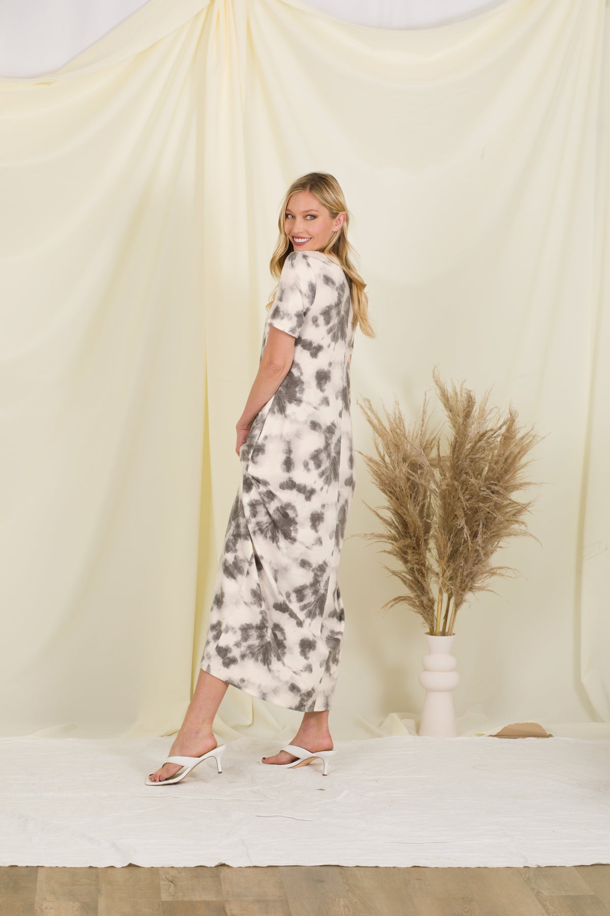 Grey Tie Dye Maxi Dress - C203