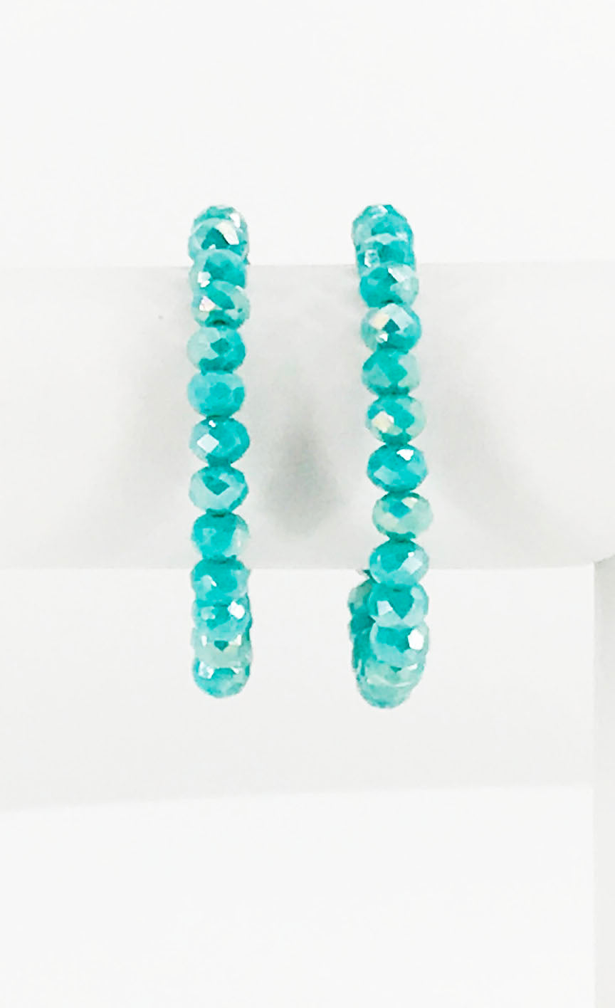 Dark Cyan Glass Bead Stretchy Bracelet