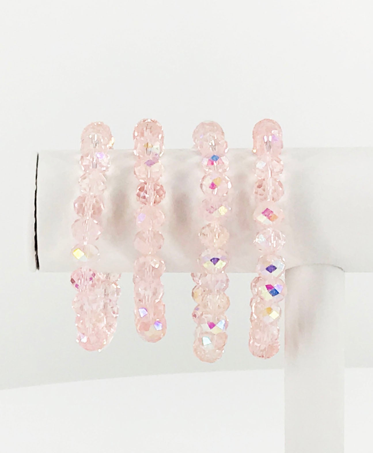 Pink AB Glass Bead Stretchy Bracelet