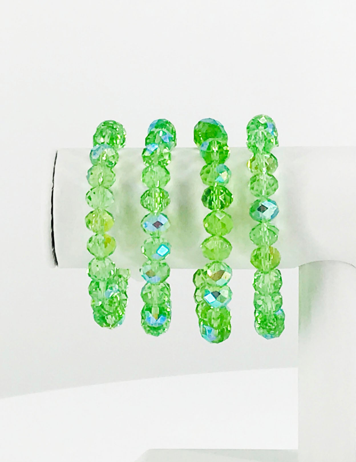 Green AB Glass Bead Stretchy Bracelet