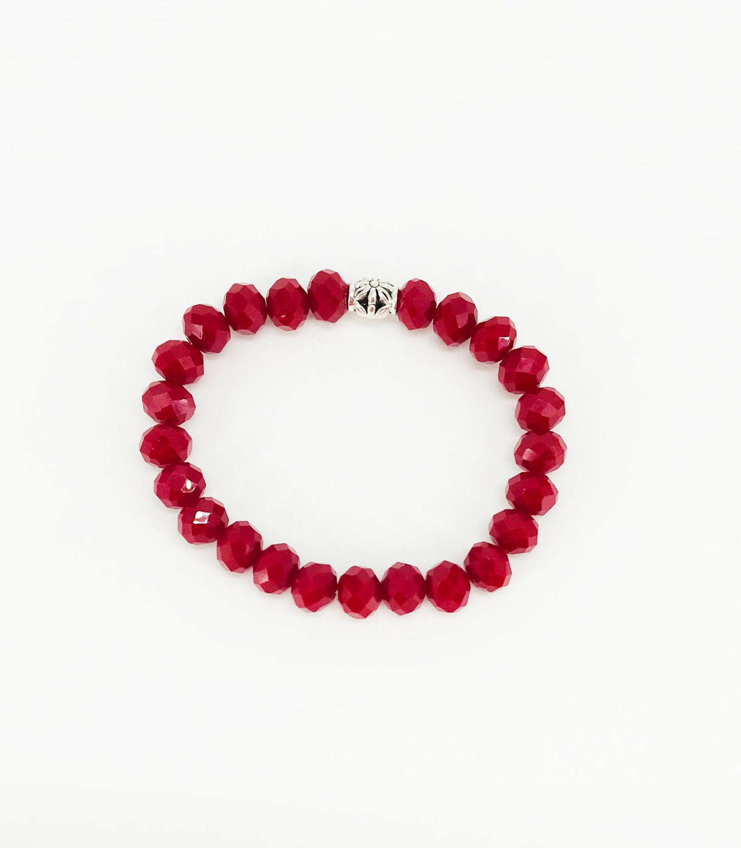 Red Glass Bead Stretchy Bracelet