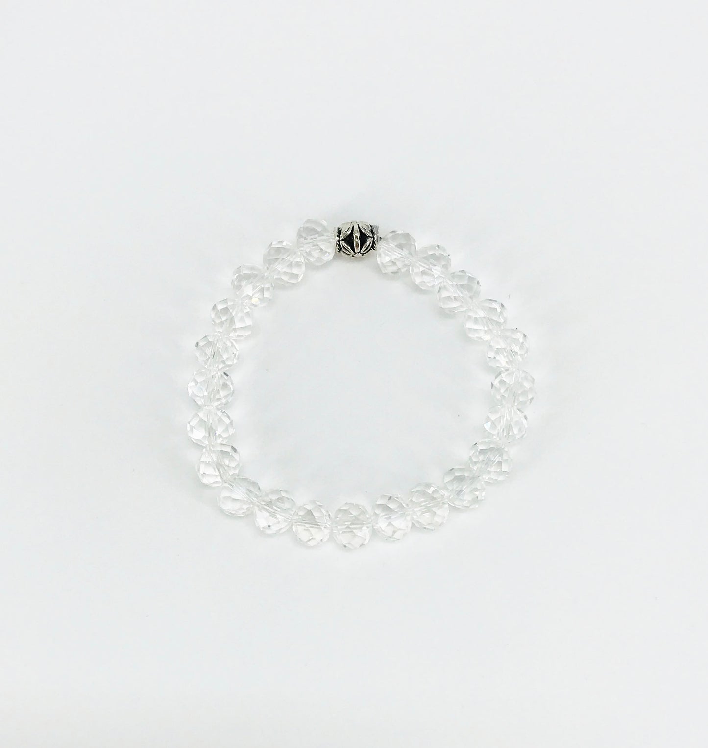 Crystal Clear Glass Bead Stretchy Bracelet
