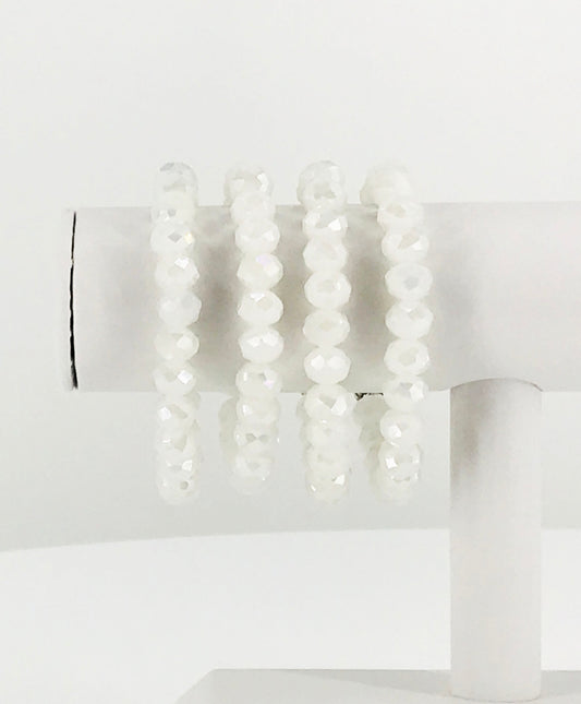 White AB Glass Bead Stretchy Bracelet