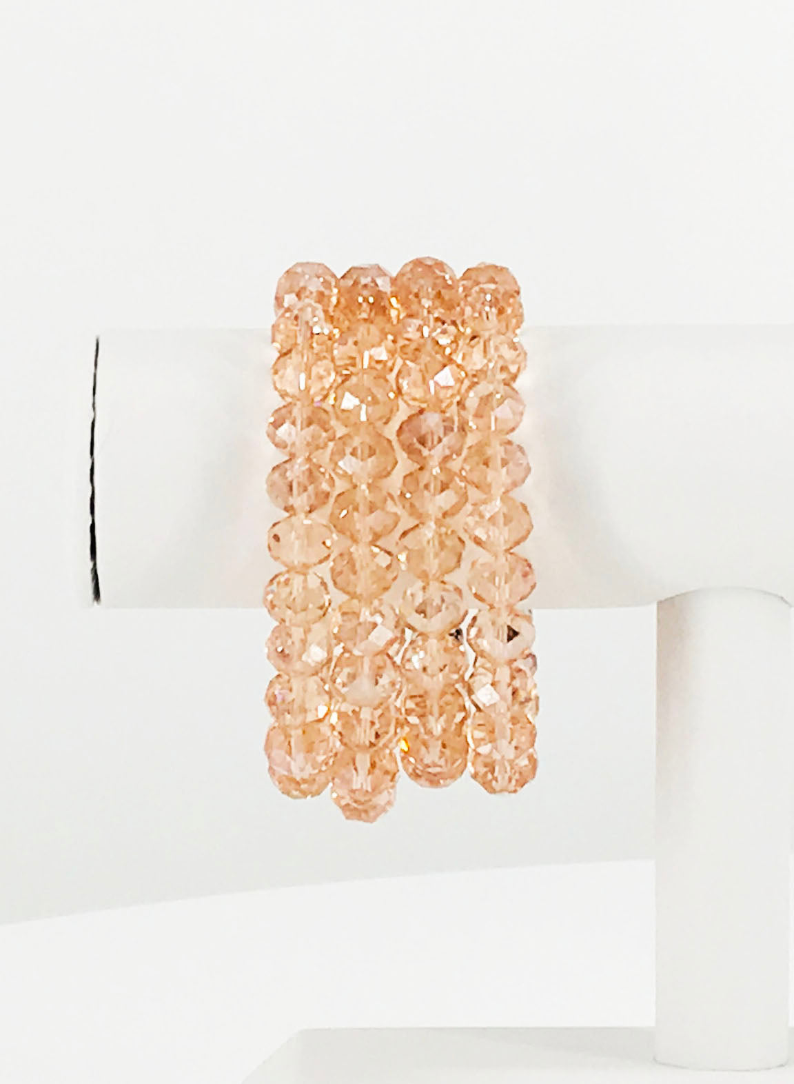 Peach Glass Bead Stretchy Bracelet